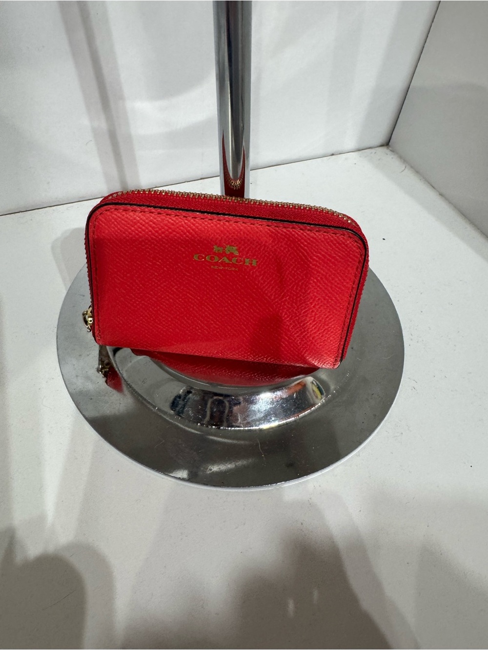 Coach Red Zip-Around Leather Wallet